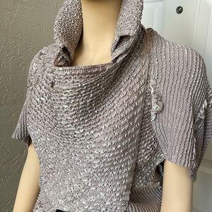 Candiss Cole Art-To-Wear Jacket Silver/Gray Puckered Open Front One Size